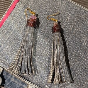 Denim & Copper  Tassel Earrings